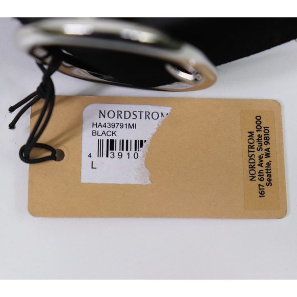 NWT Halogen Oval Buckle Leather Belt Soft Suede Adjustable Black Silver Large - Picture 3 of 7